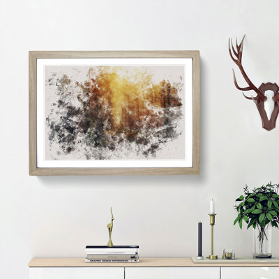 Forest At Sunset Watercolour - Single Picture Frame Print on MDF