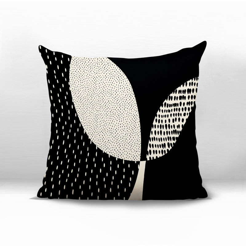 Coussin carré intérieur / extérieur pia, H 17 po x l 17 po, Noir/Blanc cassé