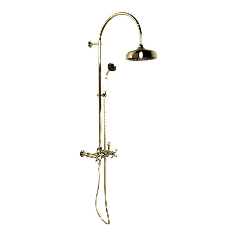 Exposed Shower System with Hand Shower (P1092) by Strom Living, Supercoat Brass
