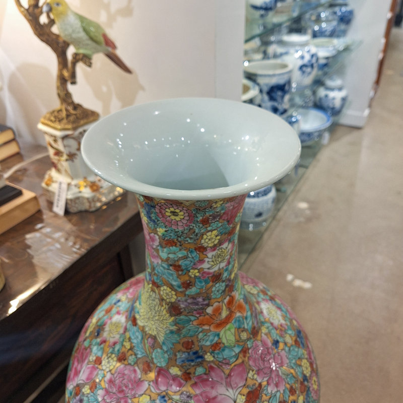 Famille Rose Floral Ball Vase