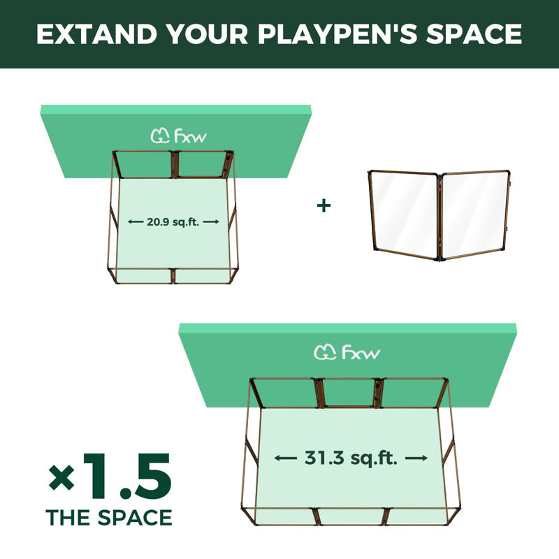 Parc d'intérieur pour chien en acrylique robuste AuraSpace Pro de FXW, avec structure en métal, hauteur 32 po, 2 panneaux pour petits et moyens chiens, noyer