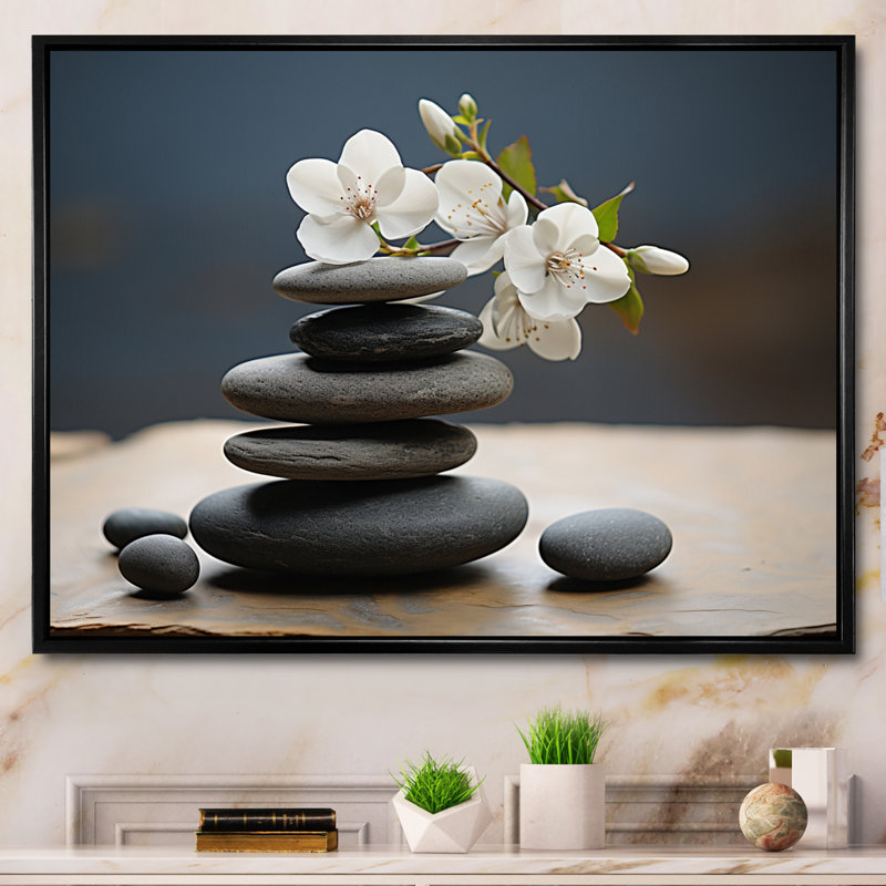 Art mural Zen zen, Cadre flottant noir, H 16 po x l 32 po x P 1 po