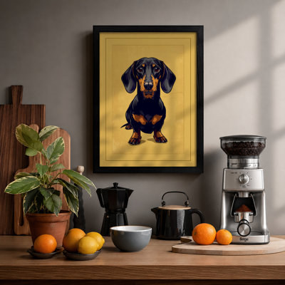 Alert Dachshund Minimalist - Framed Print