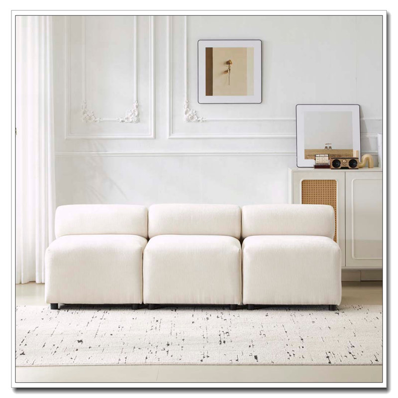Canapé modulaire modulaire en chenille, Beige + 3 pièces, 3