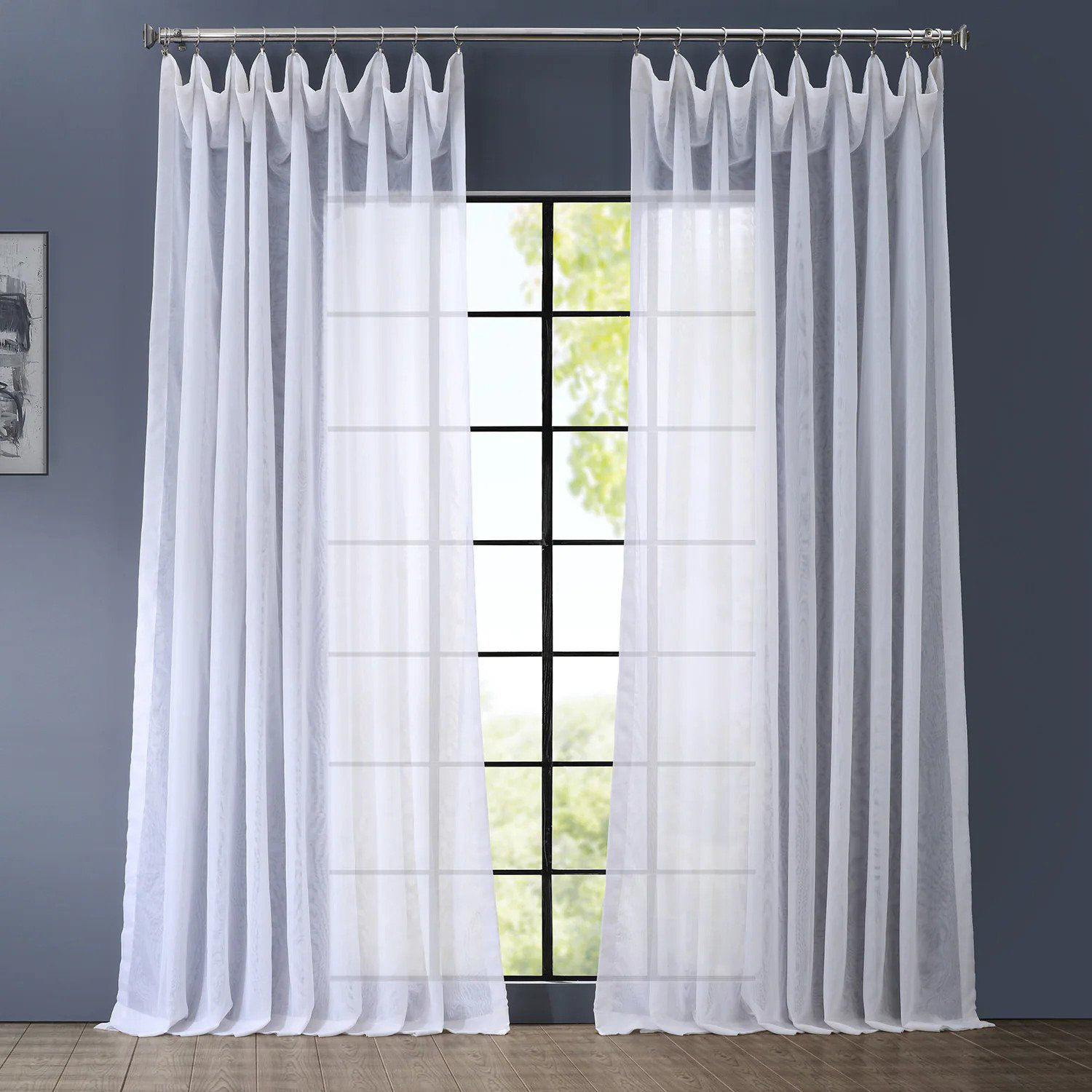 Apollo Extra Wide Sheer Voile Curtain Panel, White, 50" W x 84" L