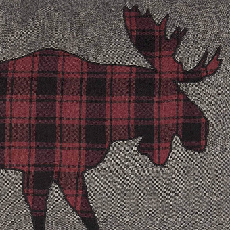 Cumberland Gray Cotton Moose Applique Rectangular Throw Pillow