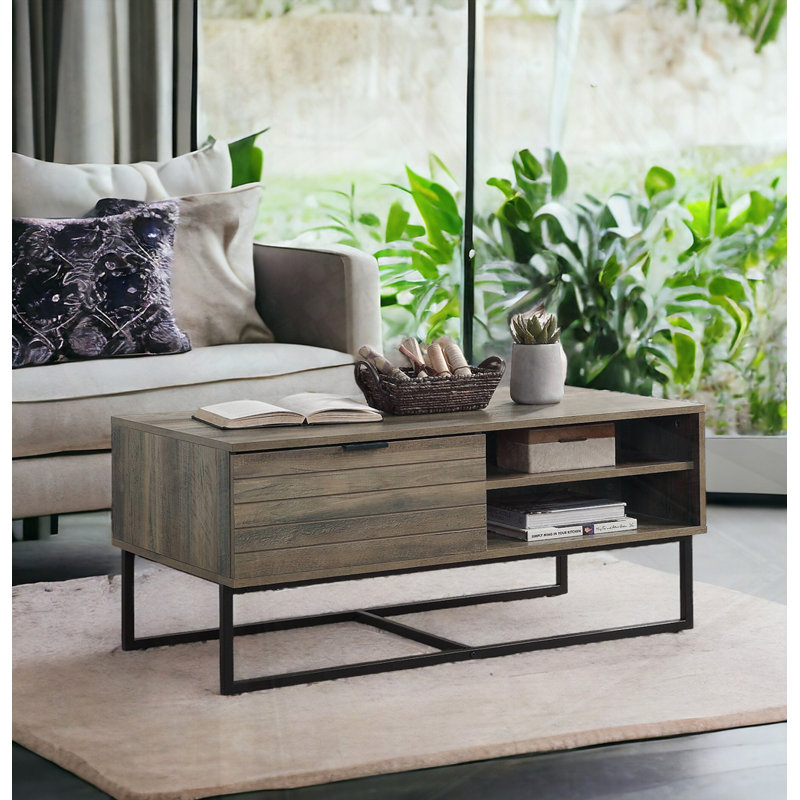 Rustic Oak & Black Finish Coffee Table