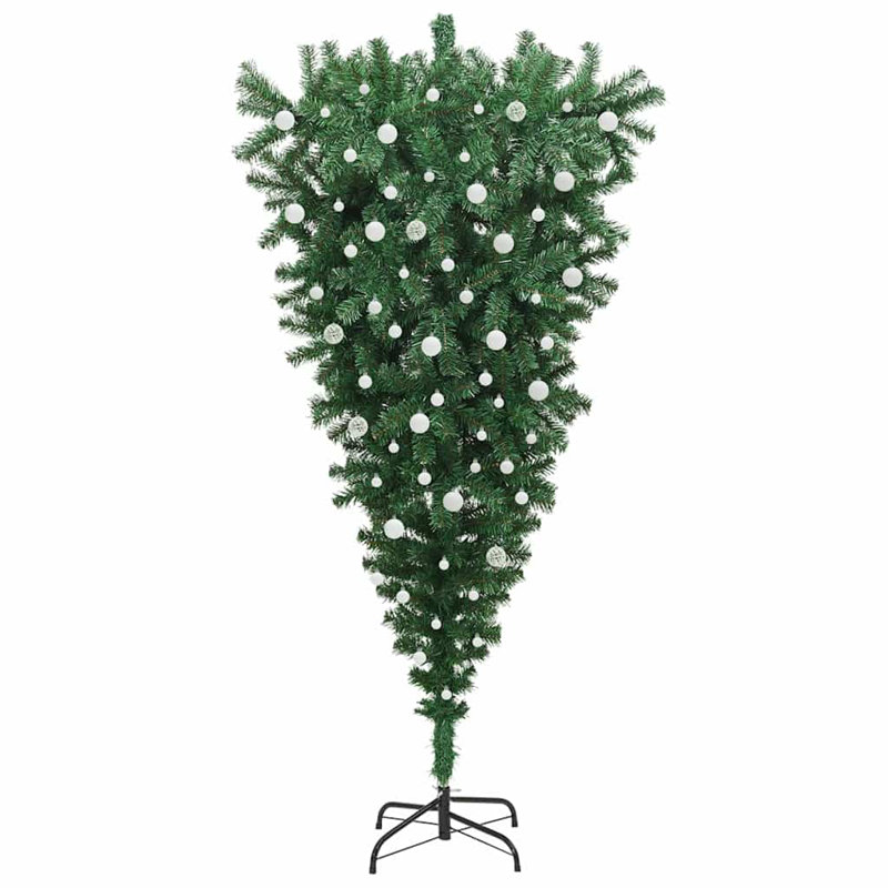 vidaXL Upside-down Artificial Pre-lit Christmas Tree with Ball Set, 7.87 ft