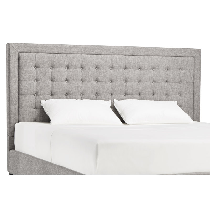 Londono Upholstered Platform Bed, Eastern King, Pewter Grey Linen