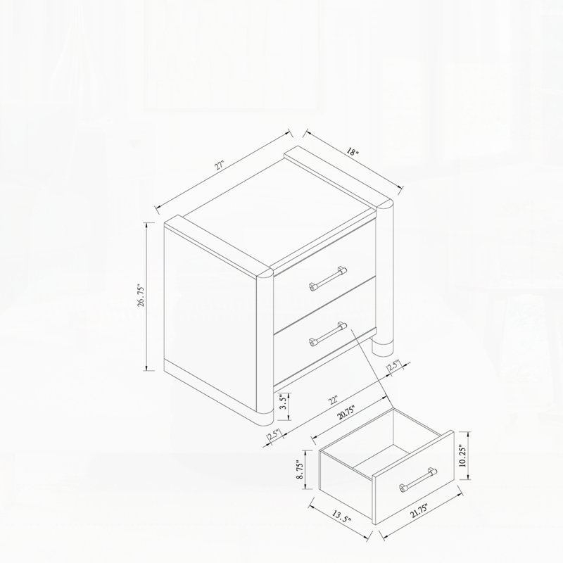 Table de chevet moderne pour chambre à coucher