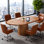 Table de conférence 55 "ovale avec base en bois pour 6 personnes