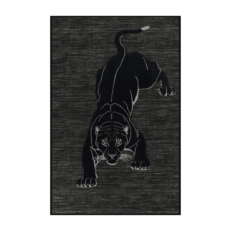  Tapis noir lavable Jaguar Big Cats, Rectangulaire 3 pi x 5 pi