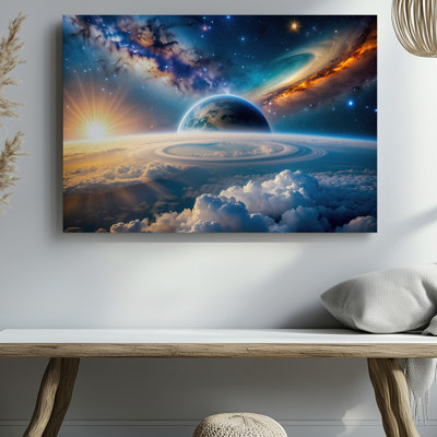 Toile dans une scène cosmique à couper le souffle, une enveloppe de nébuleuse tourbillonnante et vibrante, art de la terre lointaine