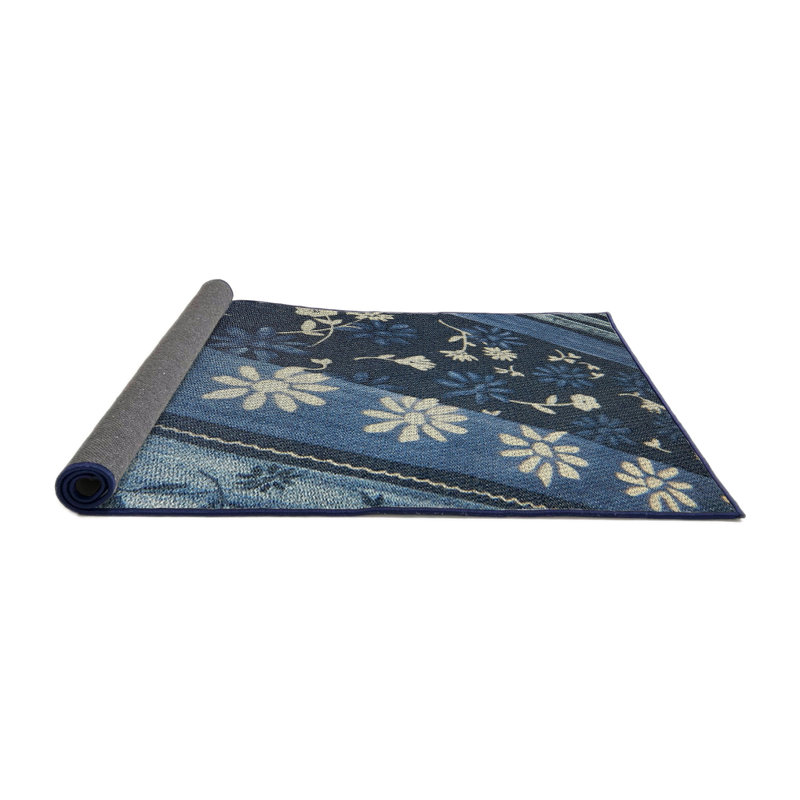 Tapis bleu/ivoire à motifs Niobrara, Carré 8 pi