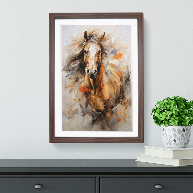 Horse Gestural Art - Framed Print, Walnut, 64cm H x 46cm W x 2cm D