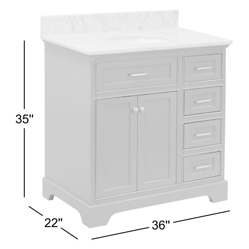 Ensemble de meuble-lavabo simple 36 po Ronnie, Blanc d'ingénierie, Greige Oak