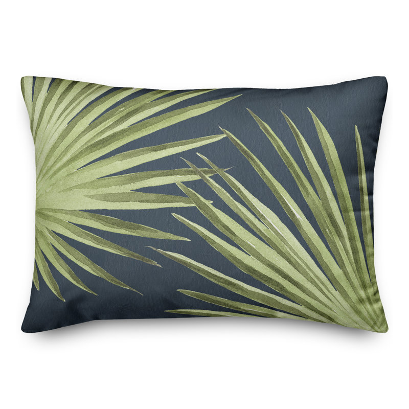 Palm Leaves 20 Outdoor Rectangular Pillow Cover & Insert, Blue