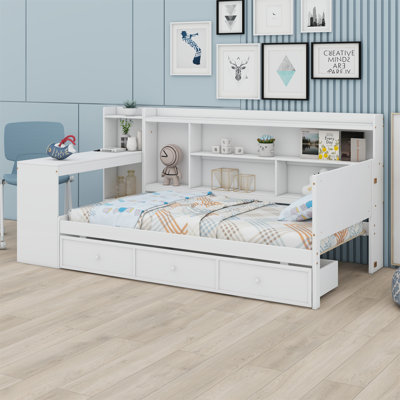 Daybed With 3 Drawers, USB Ports And Desk by Lark Manor