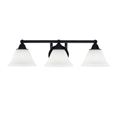 Paramount 3 Light Bath Bar Shown In Matte Black Finish With 7" White Muslin Glass