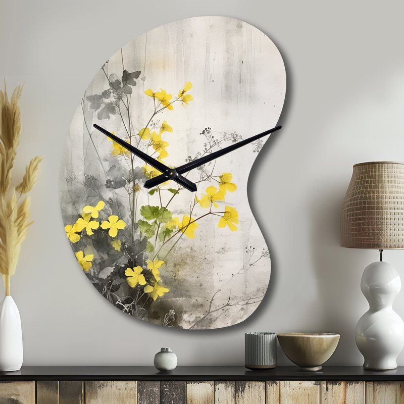 Horloge murale jaune jaune et grise, Petit