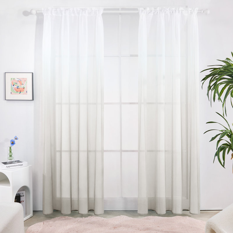 Paire de rideaux transparents Zhejno, L 52 po x L 84 po, Gris clair