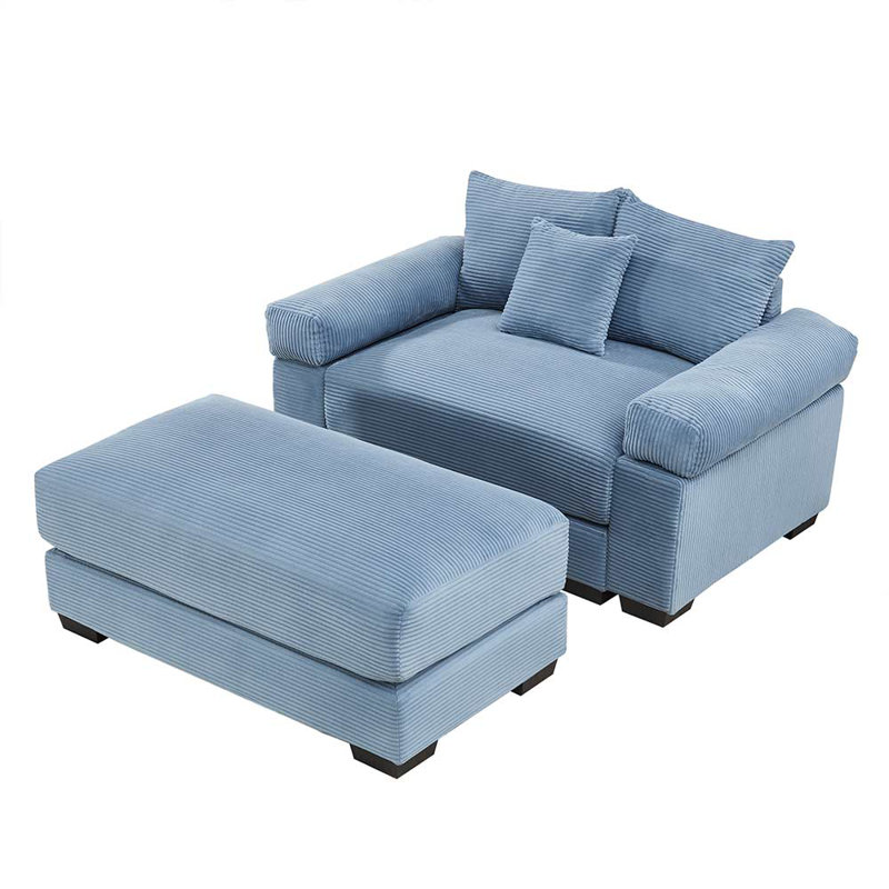 Fauteuil club avec repose-pieds 54,3 po, Bleu