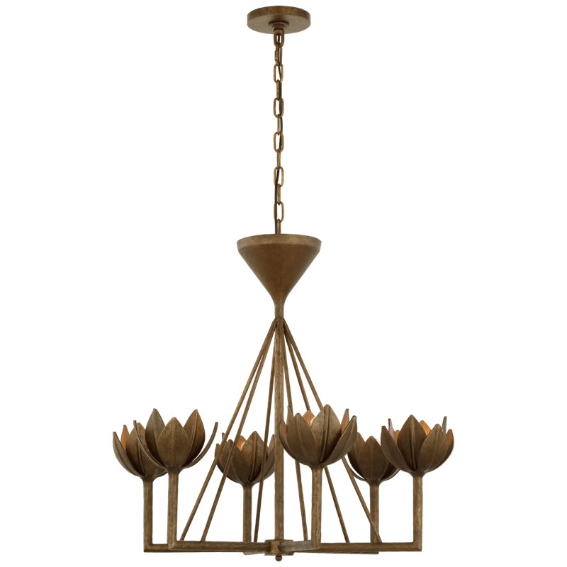 Alberto 6 - Light Chandelier, 27" H x 28.75" W x 26.75" D, Antique Bronze Leaf
