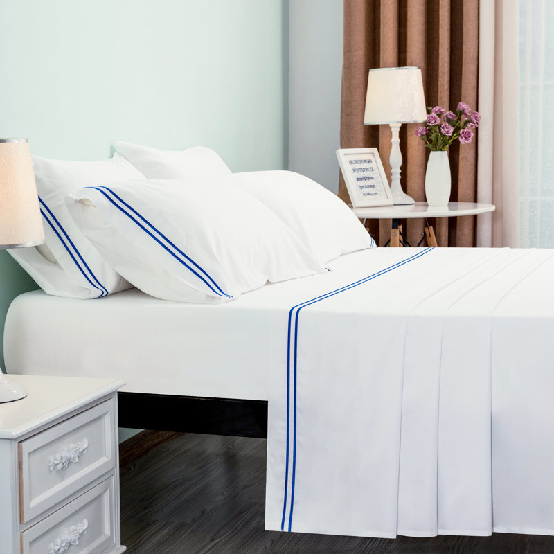 Cotton Blend Sheet Set, White, Queen Sheet Set + Fitted Sheet + 2 Pillowcases