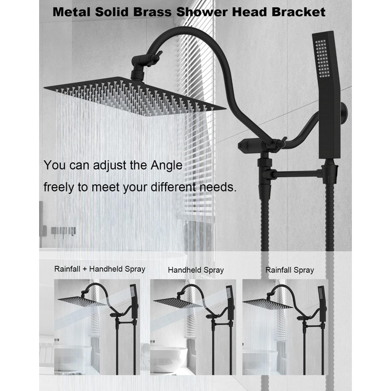 Premium All-Metal Shower System – 8" High-Pressure Rainfall Shower Combo With Adjustable Extension Arm, Oil Rubbed Bronze
