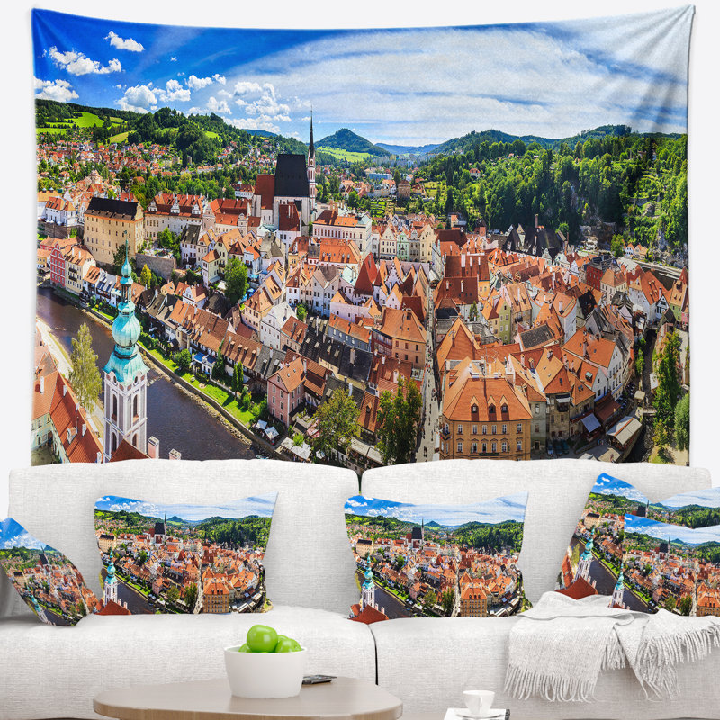 Tapisserie panorama aérienne cityscape city view, H 32 po x l 39 po