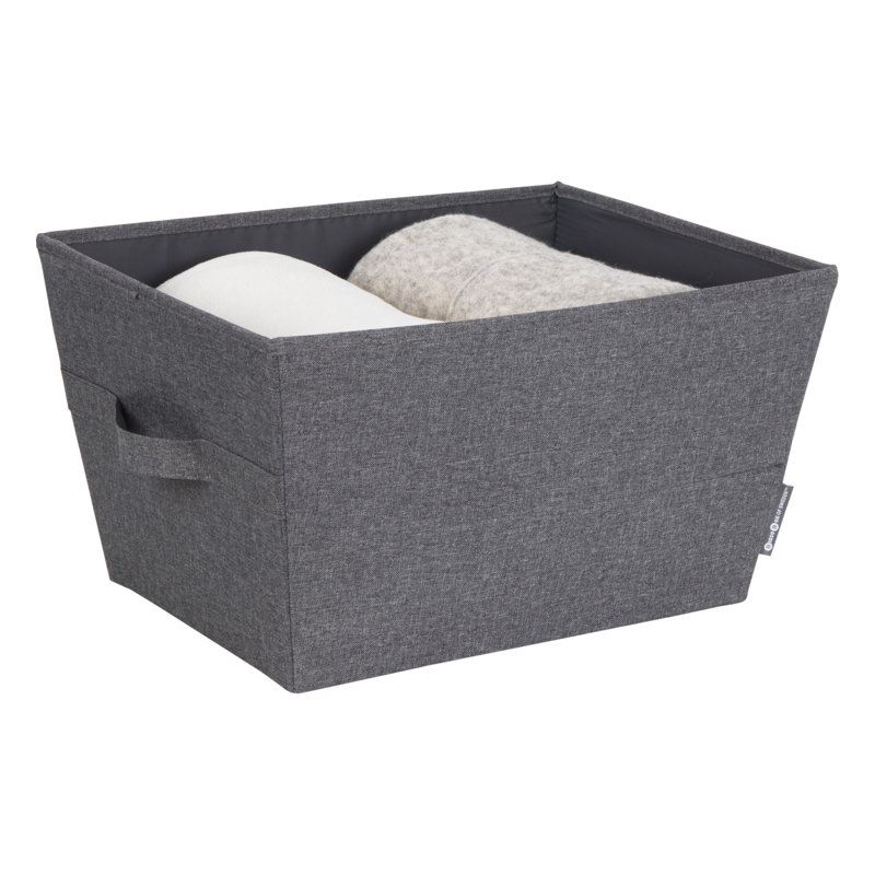 Bigso Tapered Storage Bin - Collapsible Fabric Storage Cubes, Gray