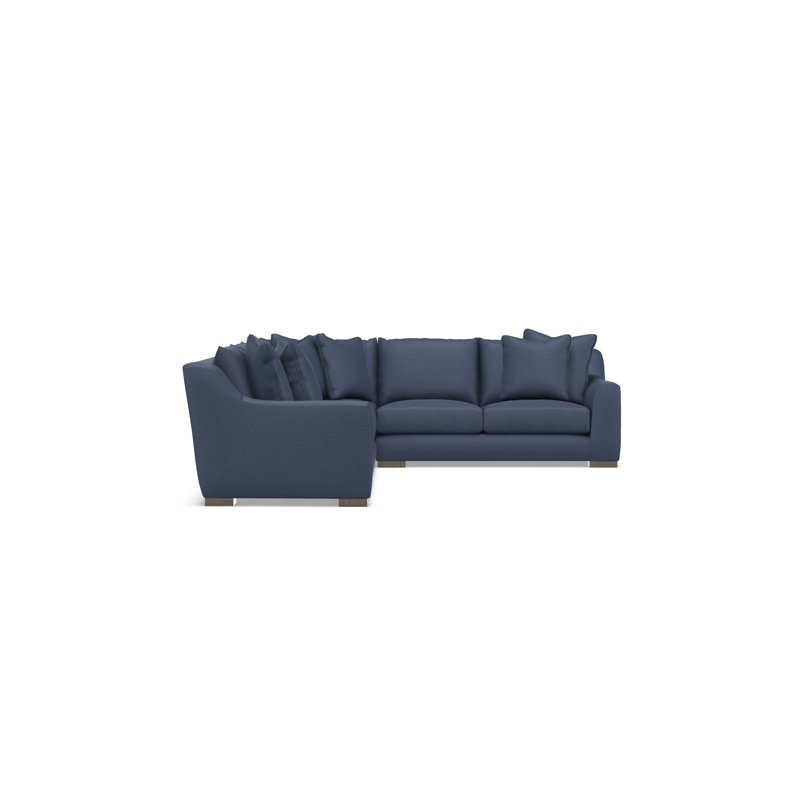Sectional, Blue Polyester, 35" H x  140" W x 110" D, Right Hand Facing