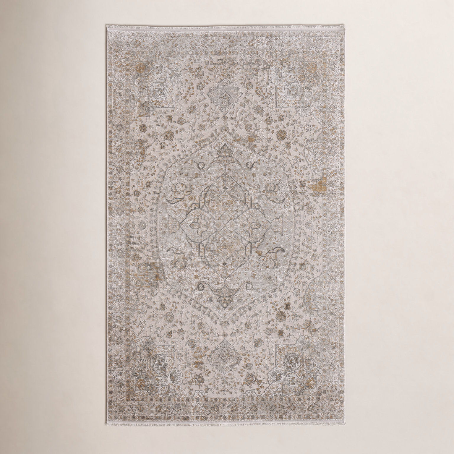 Ivory Traditional Medallion Oriental Rug, Rectangle 11'6" x 14'6"