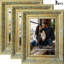 Cadre photo décoratif doré antique 3 pièces 8 po x 10 po avec profil décoratif