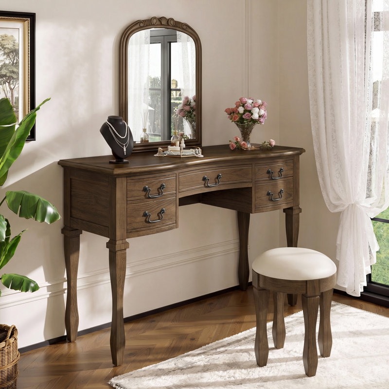 46" W Transitional Vanity W/ Stool, Espresso