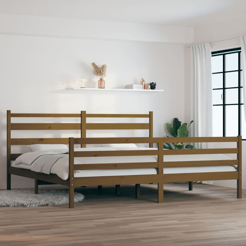 Bed Frame Solid Wood, honey brown, 200 x 200 cm