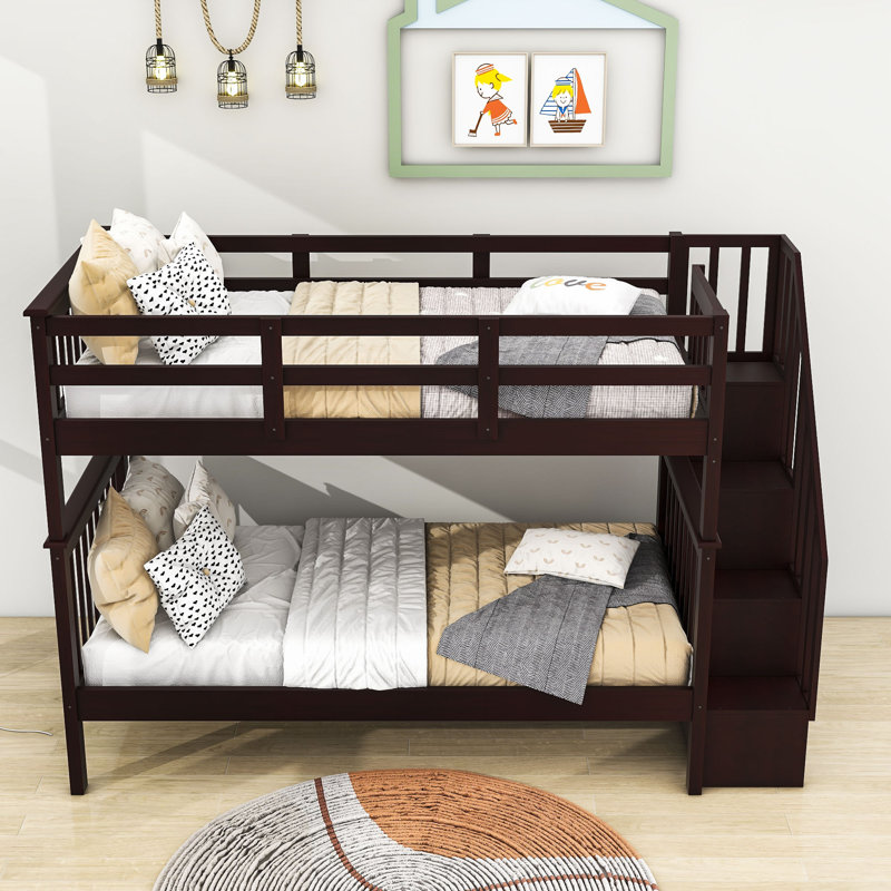 Desiderio Kids Twin Over Twin Bunk Bed, Espresso
