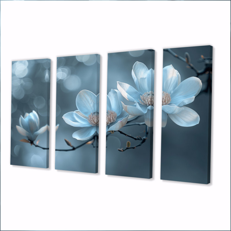 Ensemble de salon art mural blanc blanc gris Nirvana Magnolias Photo I - Magnolias, H 28 po x l 48 po