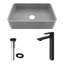 BrightonCordoba Gothic 20" L x 13" W x 5" H Rectangular Concrete Vessel Bathroom Sink with 11" H Faucet