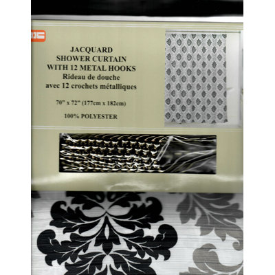 Rideau de douche polysimple + crochets