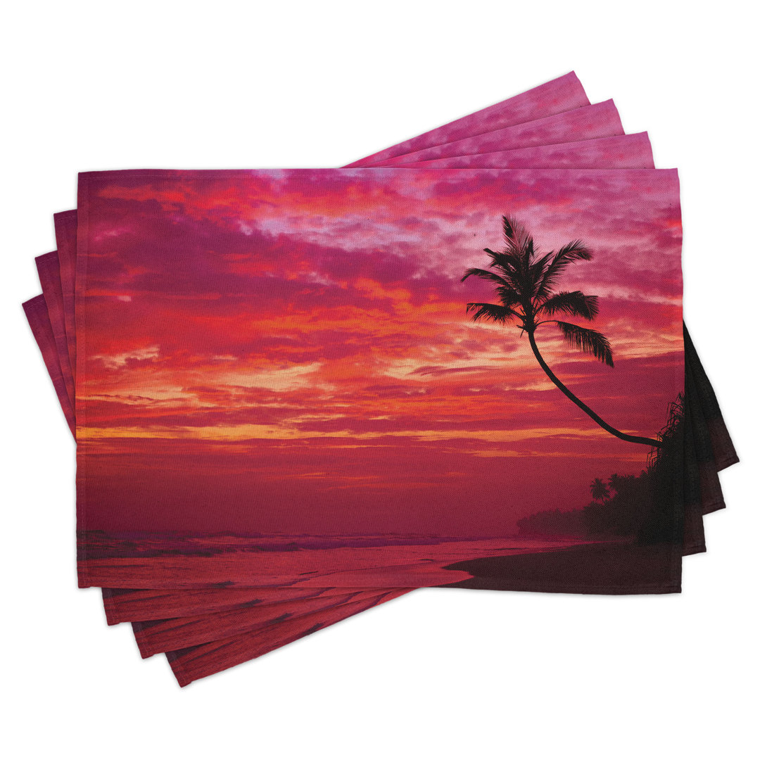 Platzdeckchen 4er Set, Tropical Island Beach Palms, Rot