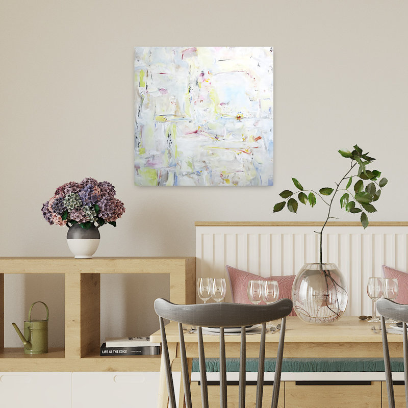 Art contemporain contemporain, paysage de lotus abstrait, H 18 po x l 18 po