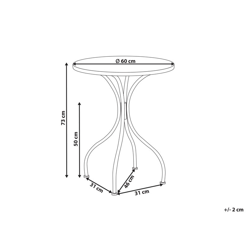 Aariona Round Iron Outdoor Bistro Table - 60 cm W 60 cm D