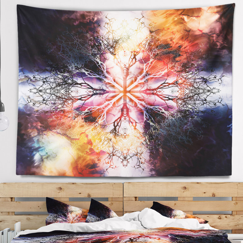 Tapisserie abstrait avec structure arborescente, H 68 po x l 80 po