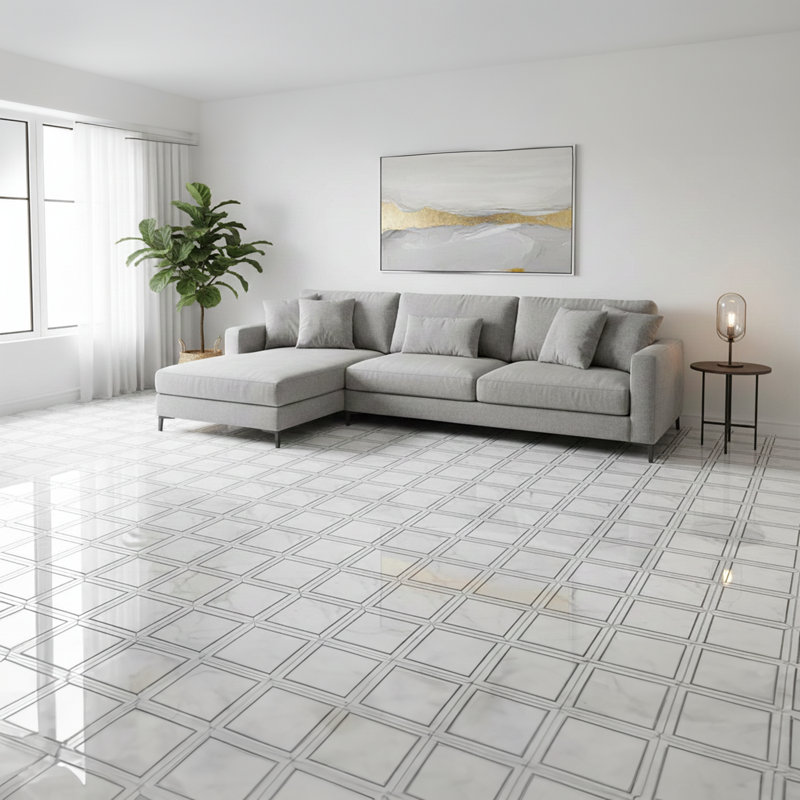 Alps 12" x 12" Marble Grid Mosaic Wall & Floor Tile