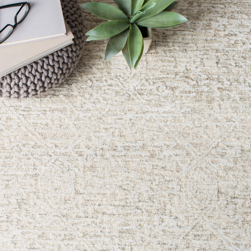 Tapis beige en laine / viscose / coton touffeté à la main Valor, Rectangle 3 pi x 5 pi