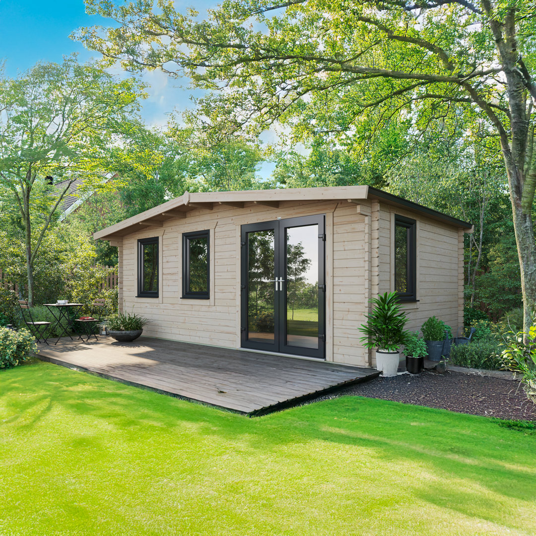 Powersheds 12 x 20ft Chalet Log Cabin, Doors to the Right - 44mm