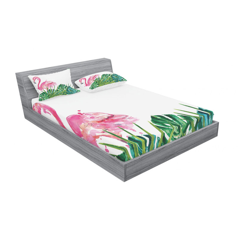 Microfiber Floral Sheet Set, Queen Sheet Set with Fitted Sheet