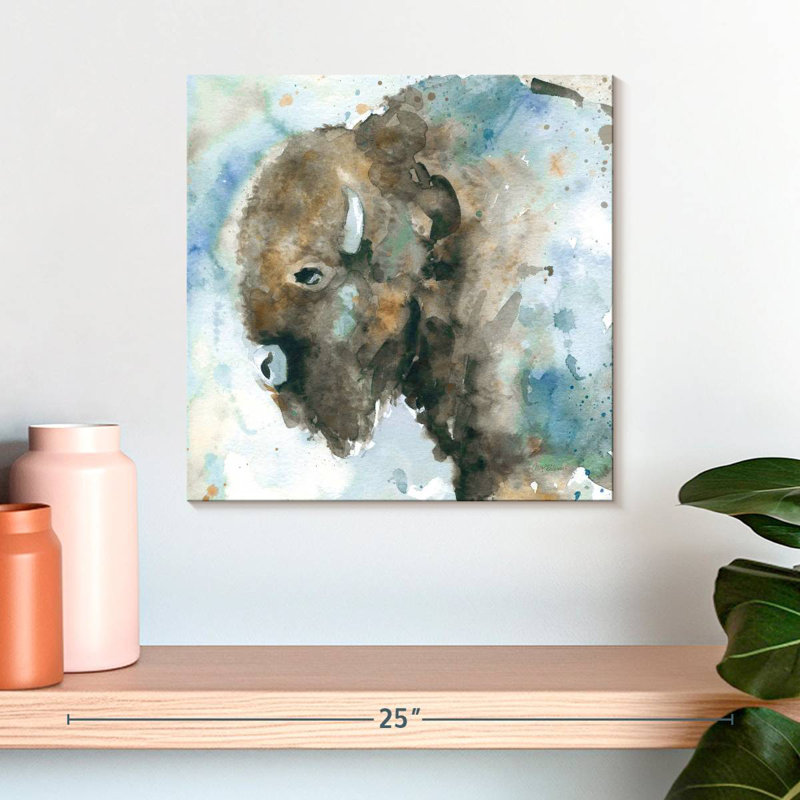 Brampt Buffalo On Blue, 16" H x 16" W