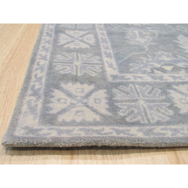 Hand Tufted Wool Geometric Area Rug in Gray, 9' x 12'
